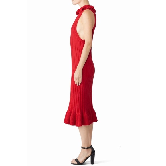 Elliatt Pomodoro Sleeveless Sweater Dress Red Medium Turtleneck Ruffle Hem - Picture 11 of 11